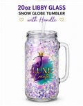 20oz Glass Custom Snow Globe Tumbler