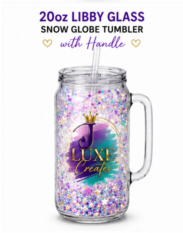 20oz Glass Custom Snow Globe Tumbler
